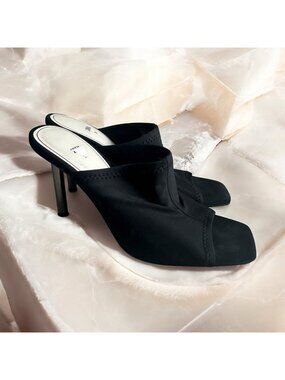 ZARA Black Stretch Sandals Heels Size 7.5 / 38